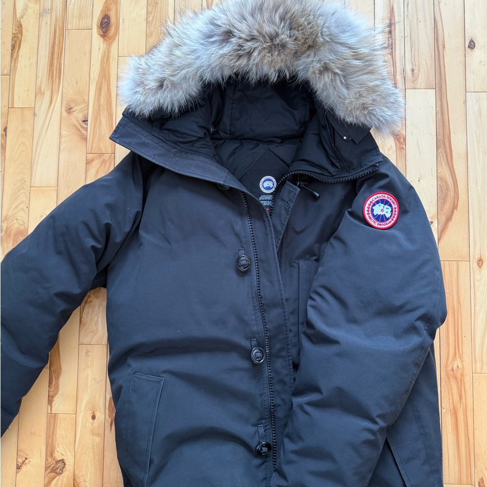 Canada Goose Black Jacket with Red Logo